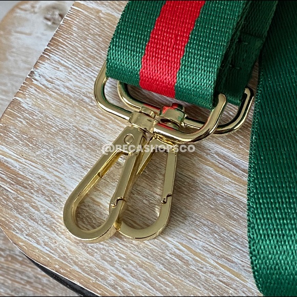Red & Green Web Canvas Handbag Strap Replacement Guitar Strap - Picture 4 of 7